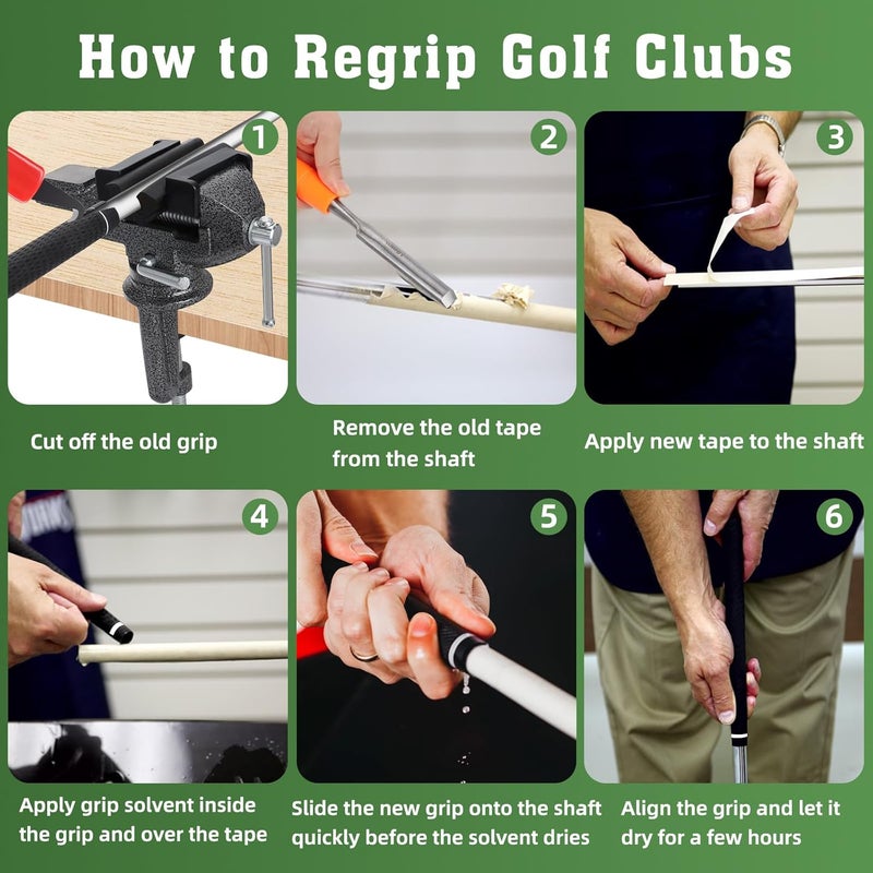 AxPower All-in-One Golf Grip Kit for Regripping Golf Clubs, 360° Swivel Portable Table Vise Rubber Clamp Golf Grip Removal Tool with Golf Grip Replacement Tape and Solvent, Golf Club Regripping Kit - Image 4